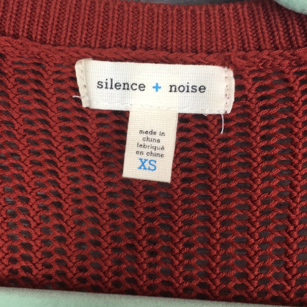 UO SILENCE + NOISE • Rust mesh zip up sweater XS - Picture 2 of 5